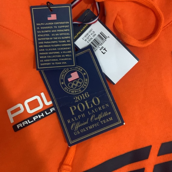 NWT Polo by Ralph Lauren Orange 2016 US Olympic Team hooded sweatshirt Team USA - Picture 4 of 7